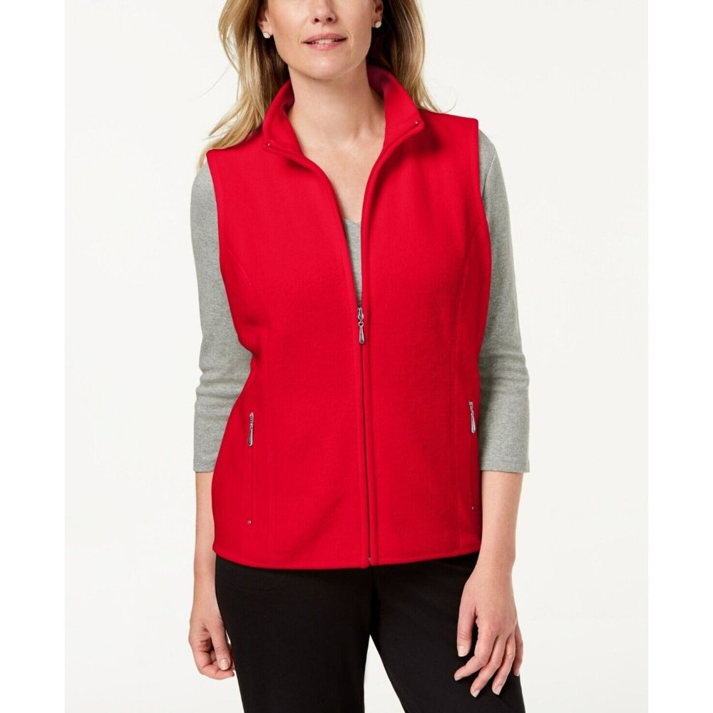 Karen Scott Women's Size XL Sport ZipUp Zeroproof Fleece Vest Red NWT MLT0666AFA